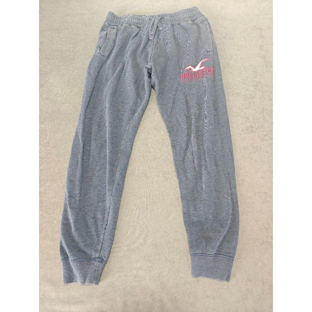 Hollister Womens Small Blue Logo Jogger Sweatpants Fleece Drawstring
